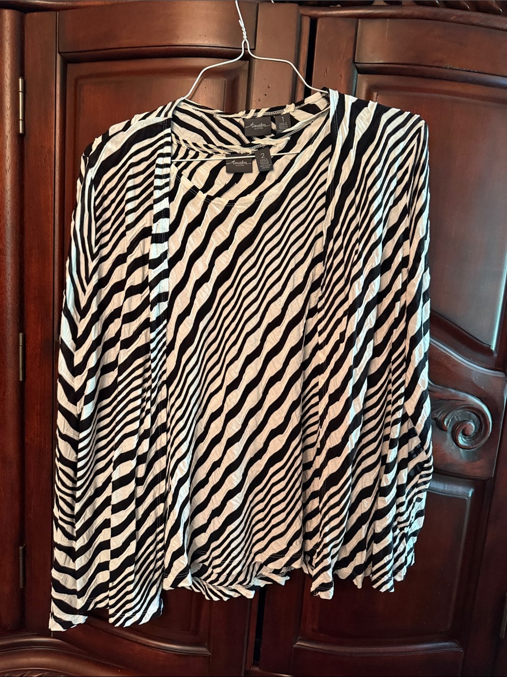 Chico's Black and White Zebra Stripe Tunic